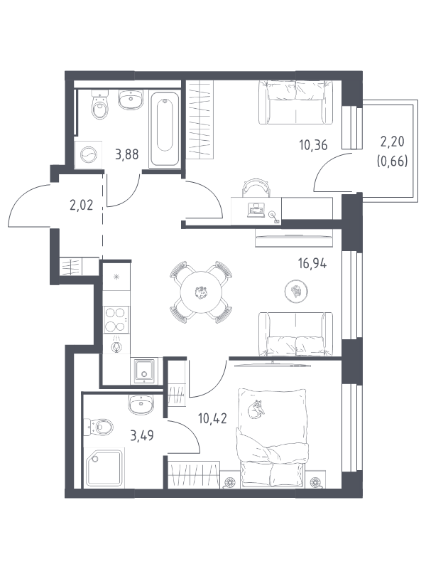 Продажа 2-комн квартиры в новостройке Химки г., Ивакино квартал,  к. 5