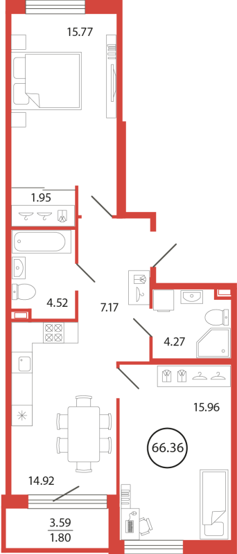 Продажа 2-комн квартиры в новостройке Бугры п., Дорога в Мурино,  к. 18
