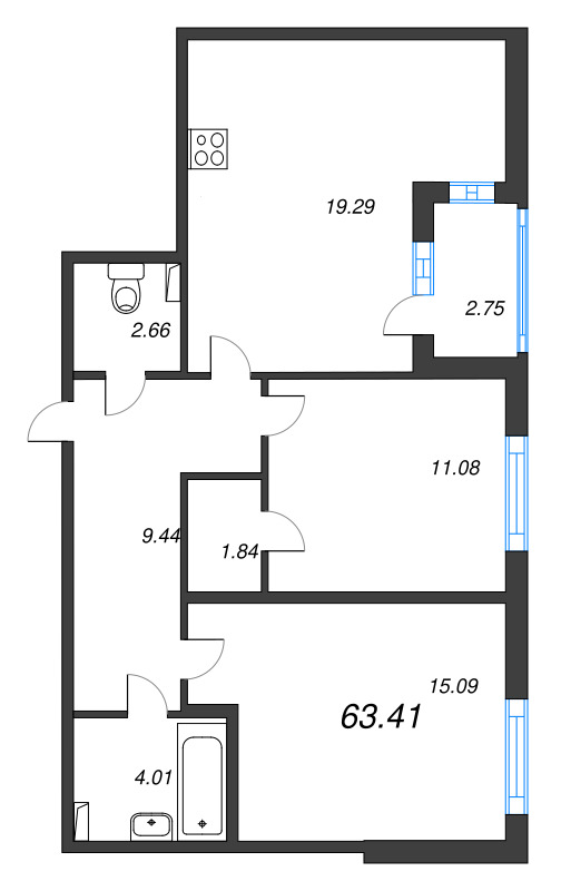 Продажа 2-комн квартиры в новостройке Стрельна п., Будённого пр-кт,  к. 2.2