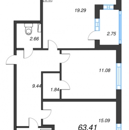 Продажа 2-комн квартиры в новостройке Стрельна п., Будённого пр-кт,  к. 2.2