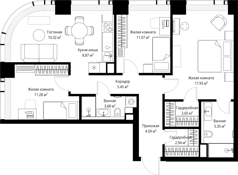 Продажа 3-комн квартиры в новостройке Москва г., Верейская ул.,  к. 3