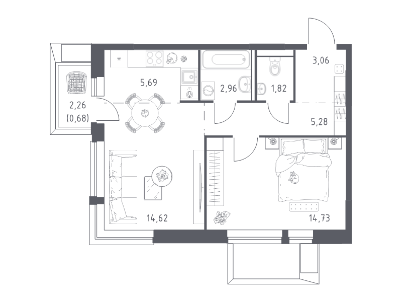 Продажа 1-комн квартиры в новостройке Егорово п., Колхозная ул.,  к. 3.3