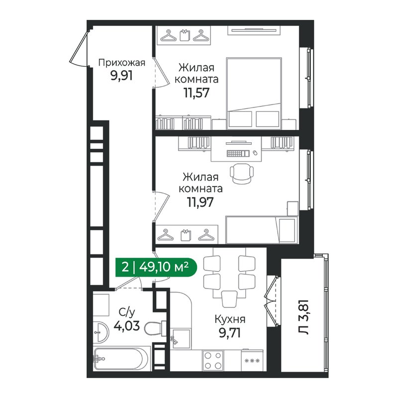 Продажа 2-комн квартиры в новостройке Сертолово г., Дмитрия Кожемякина ул.,  к. 4