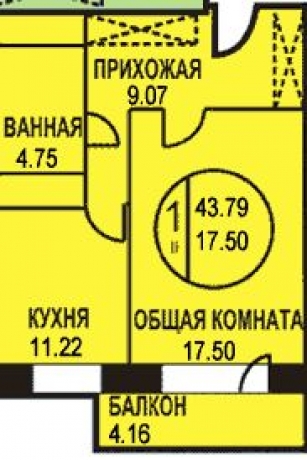 Планировка ЖК Богородский, 17.5 м2