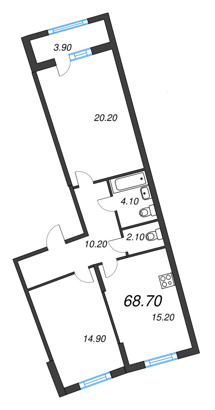 Продажа 2-комн квартиры в новостройке Мурино п., Южный проезд,  к. 1.10.1