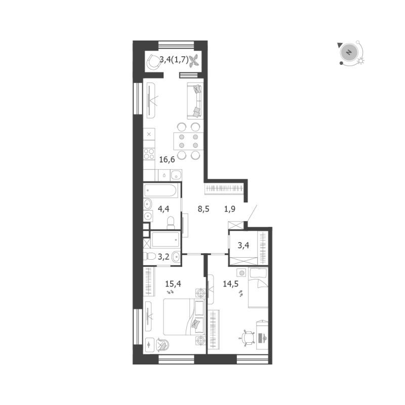 Продажа 2-комн квартиры в новостройке Москва г., Автозаводская ул.,  к. 3.8