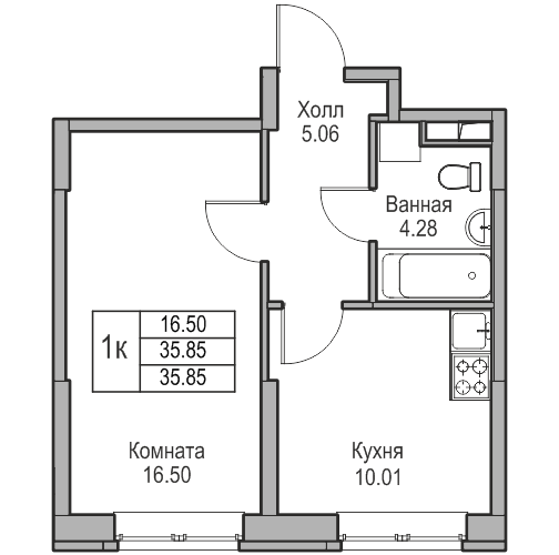 Продажа 1-комн квартиры в новостройке Санкт-Петербург г., Юнтоловский пр-кт,  к. 9