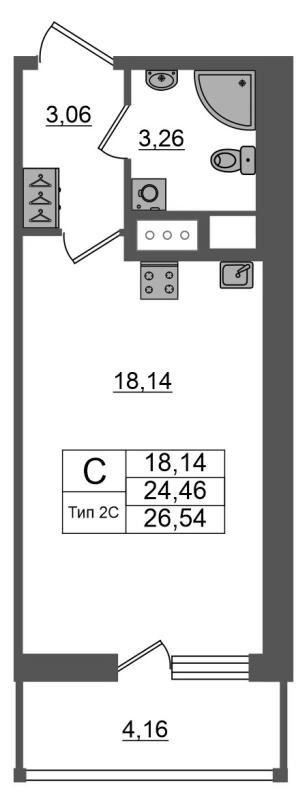 Продажа студии Санкт-Петербург г., Октябрьская наб.,  к. 1.1