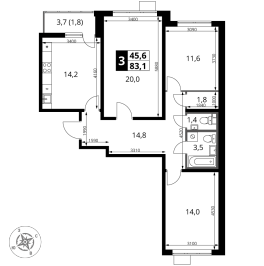 Продажа 3-комн квартиры в новостройке д. Тарычево, ул. Фруктовые сады, д. 2