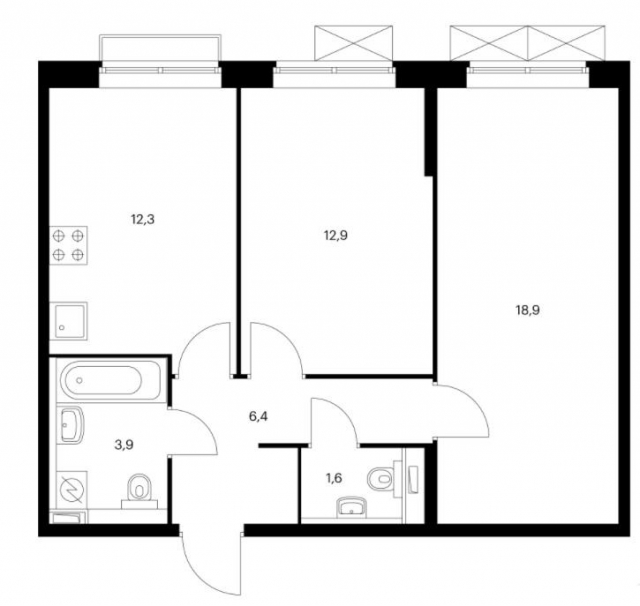 Планировка ЖК Михайловский парк, 31.8 м2