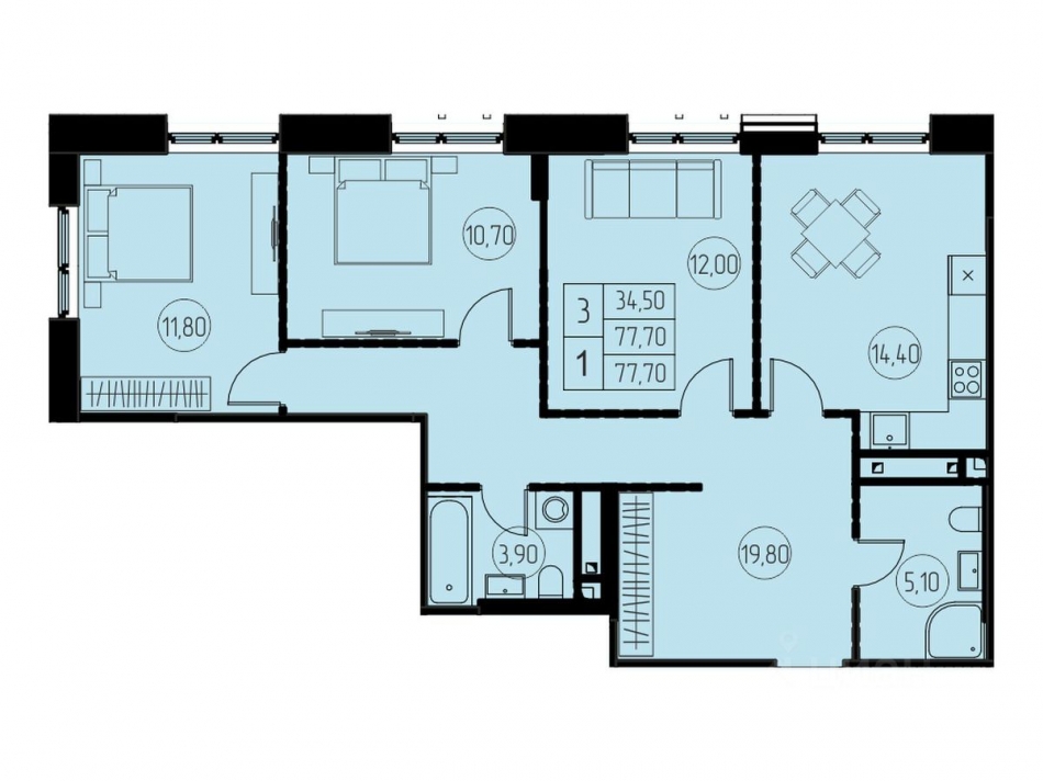 Продажа 3-комн квартиры в новостройке Кудринка, Оранжерейная улица
