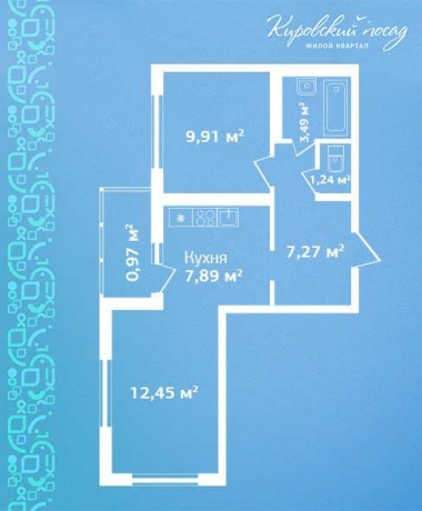Планировка ЖК Кировский посад, 22.36 м2