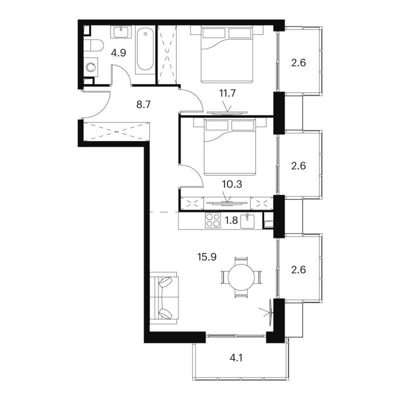 Продажа 2-комн квартиры в новостройке Москва г., Сигнальный проезд,  к. 2