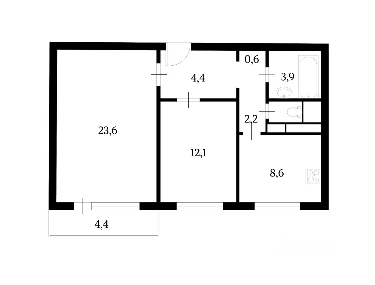 Аренда 2-комн квартиры на вторичном рынке Шарикоподшипниковская улица,  д. 20