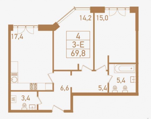 Планировка ЖК Городские резиденции SPIRES, 28.2 м2
