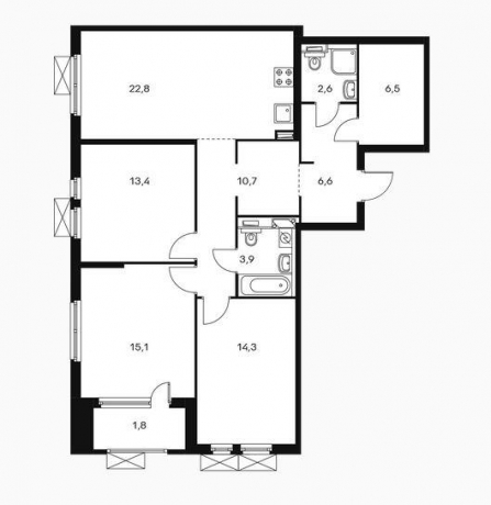 Планировка ЖК Михайловский парк, 42.8 м2