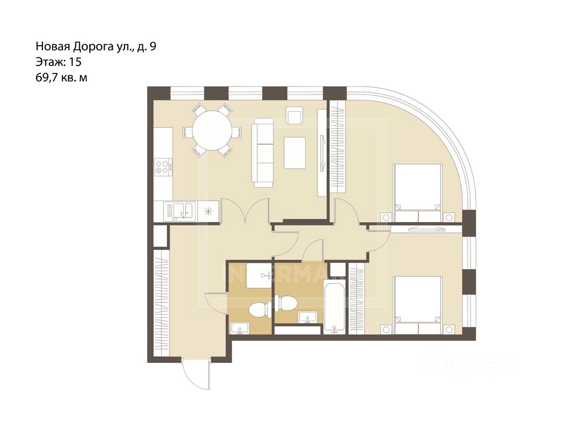 Продажа 3-комн квартиры на вторичном рынке улица Новая Дорога, 9
