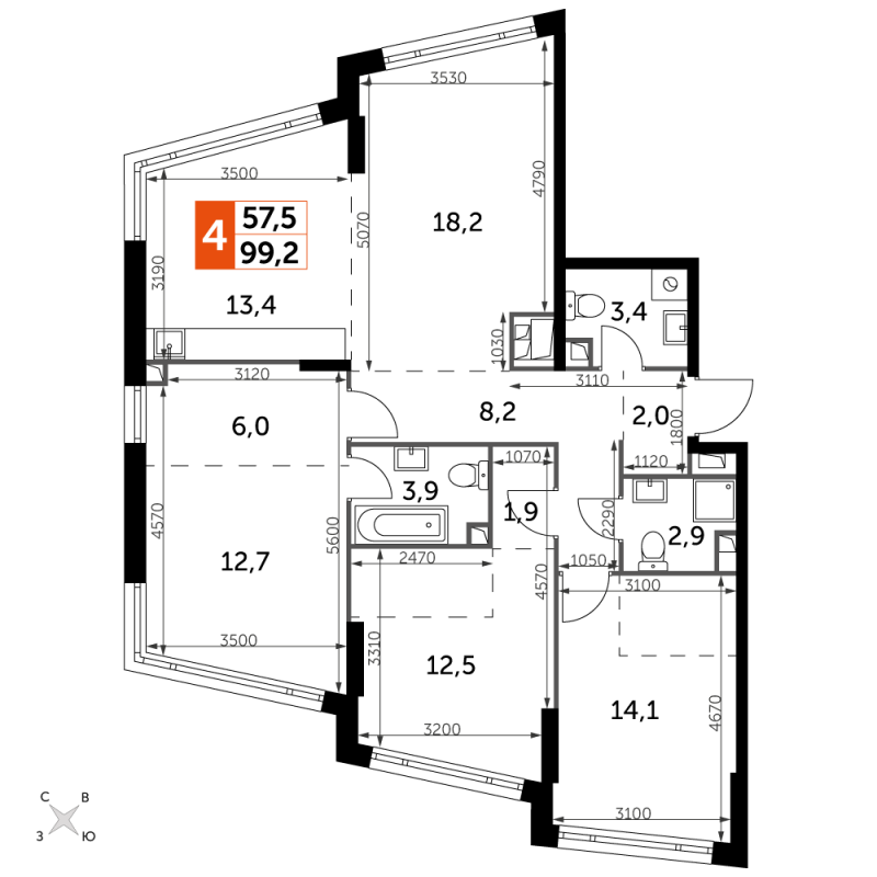 Продажа 3-комн квартиры в новостройке Москва г., Варшавское ш.,  к. 2.3