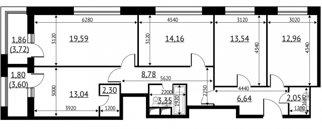 Планировка ЖК Октябрьское поле, 53.7 м2