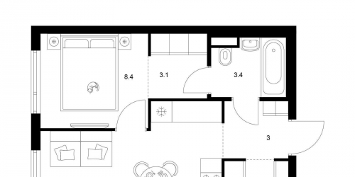 1-комн квартира ул. Руставели, вл. 14, корп. 3