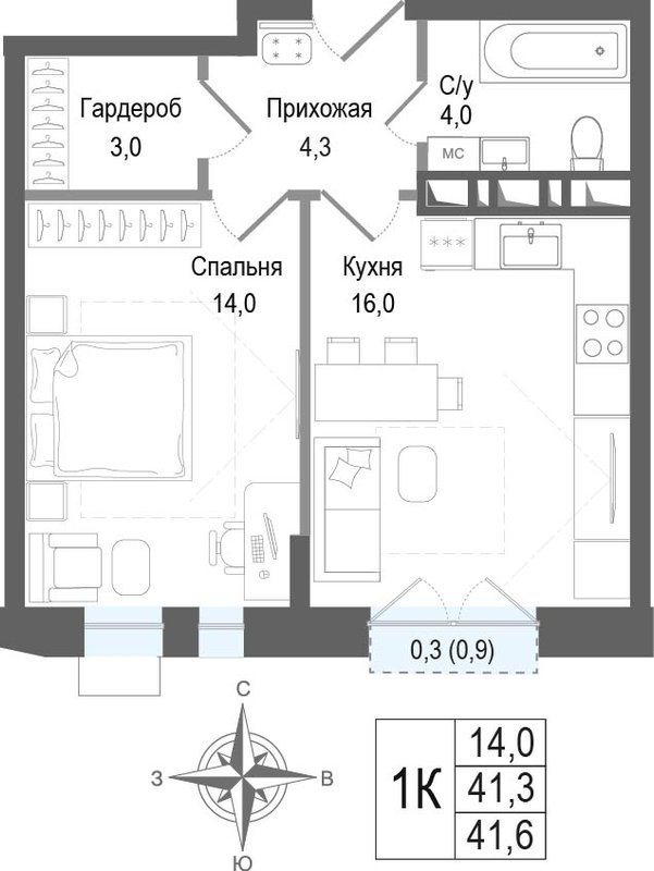 Продажа 1-комн квартиры в новостройке Королёв г.,  к. 1