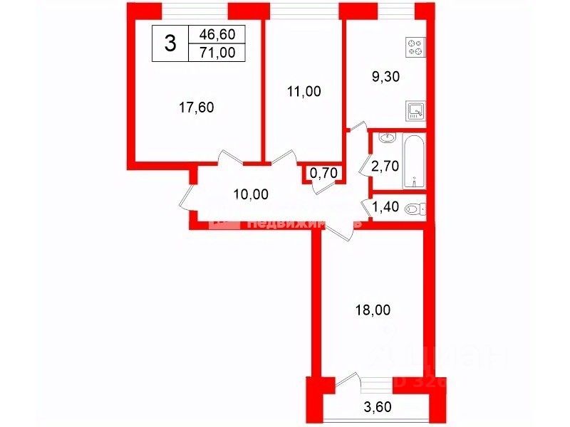 Продажа 3-комн квартиры на вторичном рынке проспект Ветеранов, 76