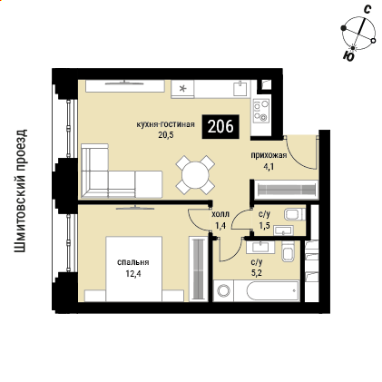 Продажа 1-комн квартиры в новостройке г.Шмитовский проезд, вл.40