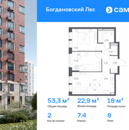 Продажа 2-комн квартиры в новостройке Ленинский р-н, жилой комплекс Богдановский Лес, 7.4