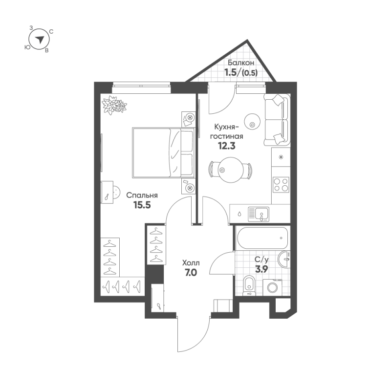 Продажа 1-комн квартиры в новостройке Москва г., 3-я Гражданская ул.,  к. 1