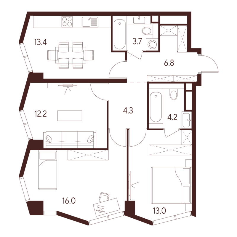 Продажа 3-комн квартиры в новостройке Москва г., Куусинена ул.,  к. A