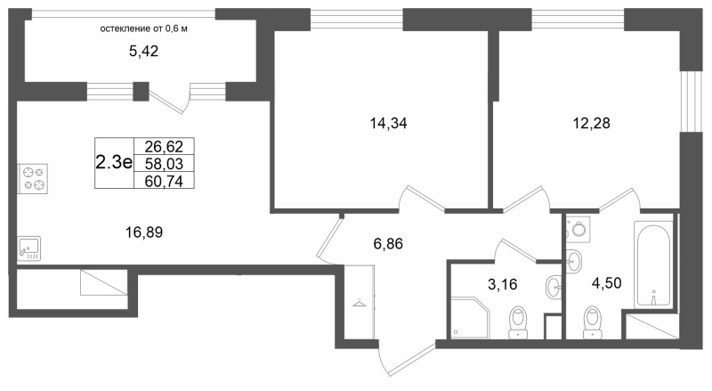 Продажа 2-комн квартиры в новостройке Новосаратовка д., Покровская Дорога ул.,  к. 13