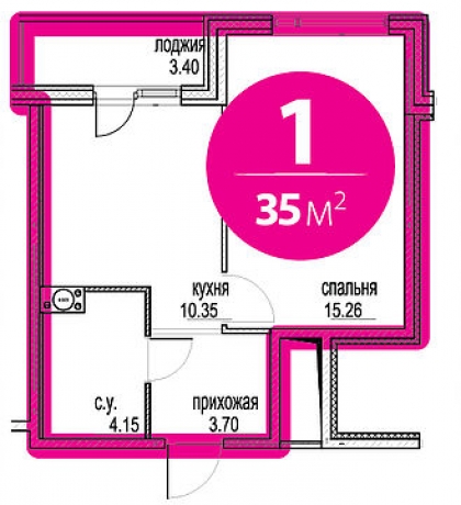 Планировка ЖК Rantala, 15.26 м2