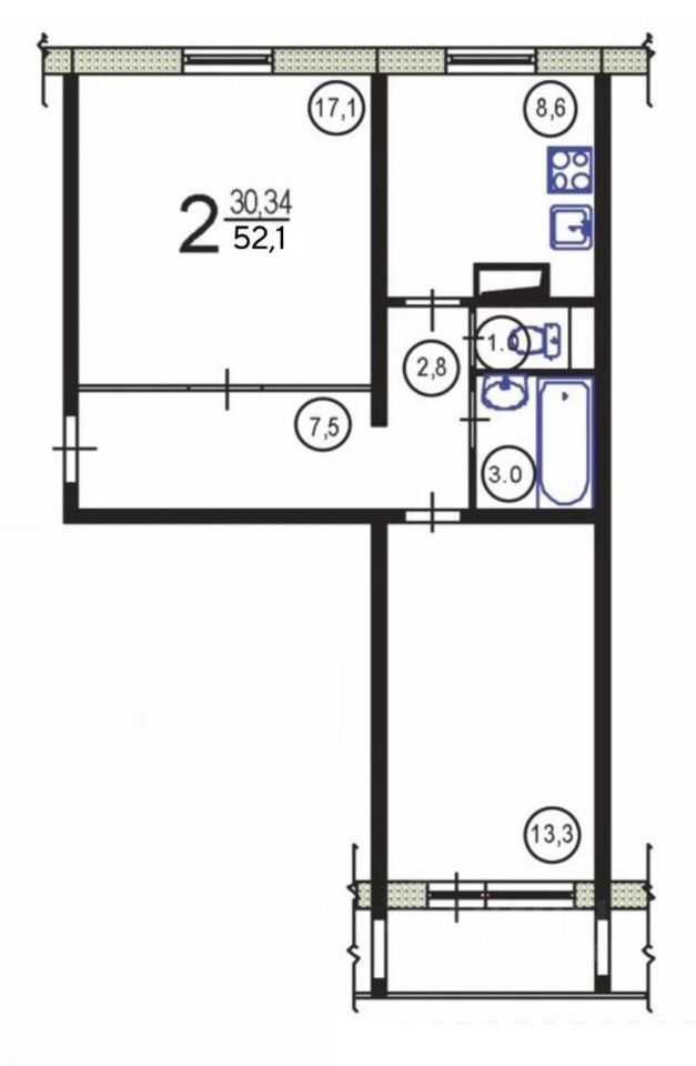 Продажа 2-комн квартиры на вторичном рынке улица Корнейчука, 37