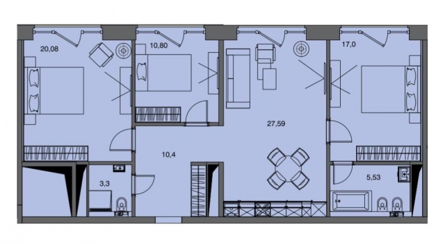 Планировка ЖК Docklands, 48.1 м2