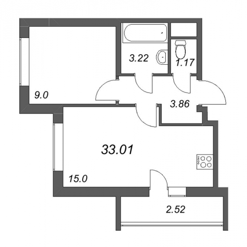 1-комн квартира Санкт-Петербург г., Доблести ул.,  к. 2