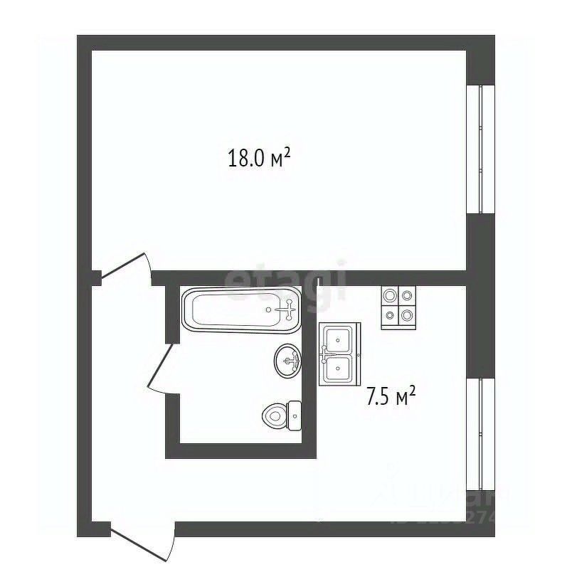 Продажа 1-комн квартиры на вторичном рынке Серпухов, Октябрьская улица, 19б