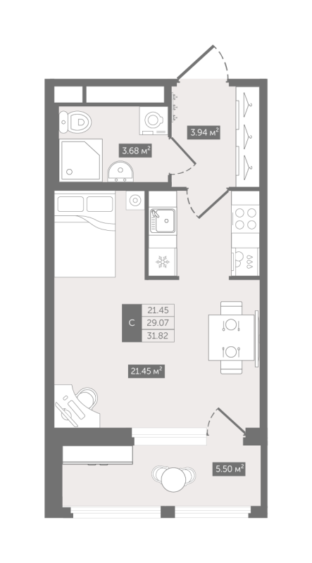 Продажа студии Новое Девяткино д., Лесная ул.,  к. А