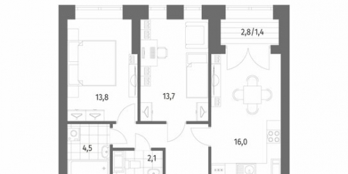 2-комн квартира ул Академика Константинова,  д. 1,  к. 2