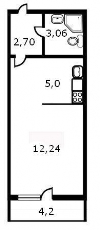 Планировка ЖК Кристалл Полюстрово, 12.4 м2