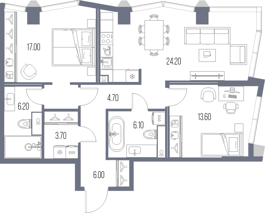 Продажа 2-комн квартиры в новостройке Москва г., Ленинградское ш.,  к. 7.3