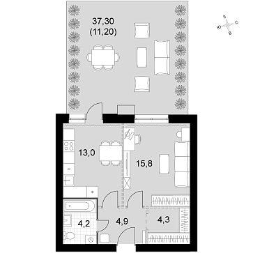 Продажа 1-комн квартиры в новостройке Докукино д., Цветочная ул.,  к. 1.2