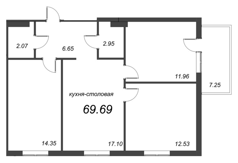 Продажа 3-комн квартиры в новостройке Всеволожск г., Дорога Жизни ш.,  к. 4.6