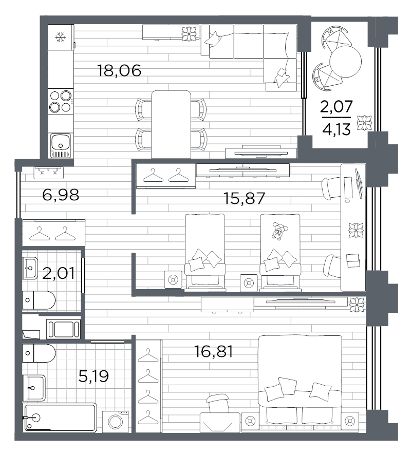 Продажа 2-комн квартиры в новостройке Санкт-Петербург г., Малый пр-кт В.О.,  к. 5