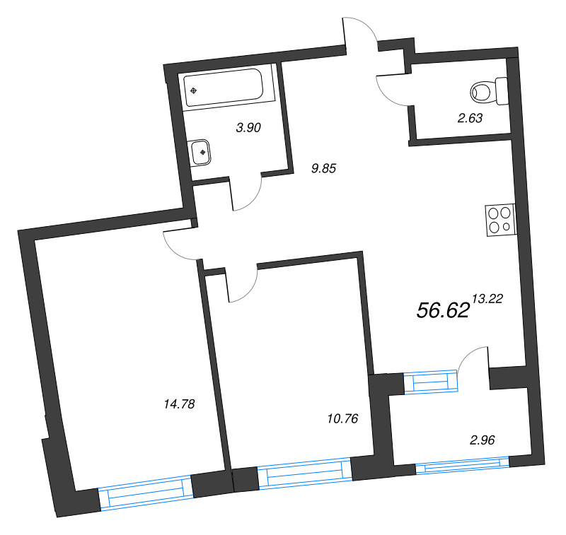 Продажа 2-комн квартиры в новостройке Мурино п., Шувалова ул.,  к. 1