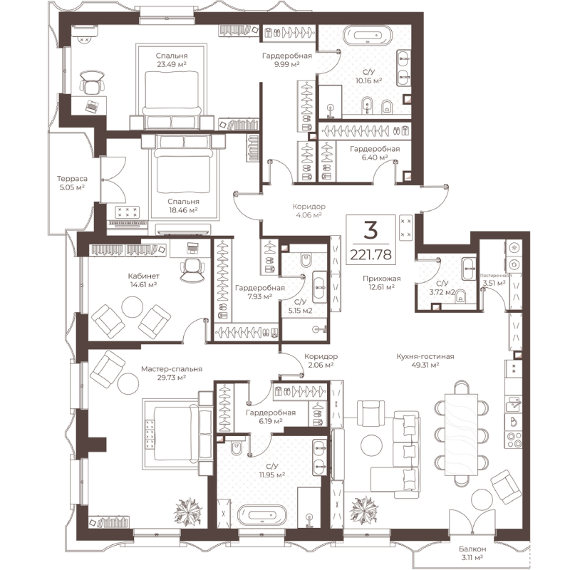 Продажа 4-комн квартиры в новостройке Москва г., Обуха пер.,  к. 1