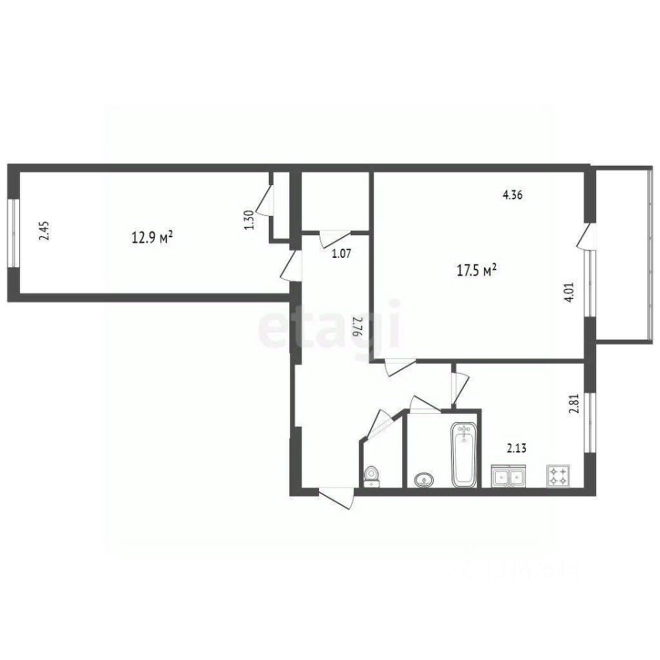 Продажа 2-комн квартиры на вторичном рынке Курская улица, 24