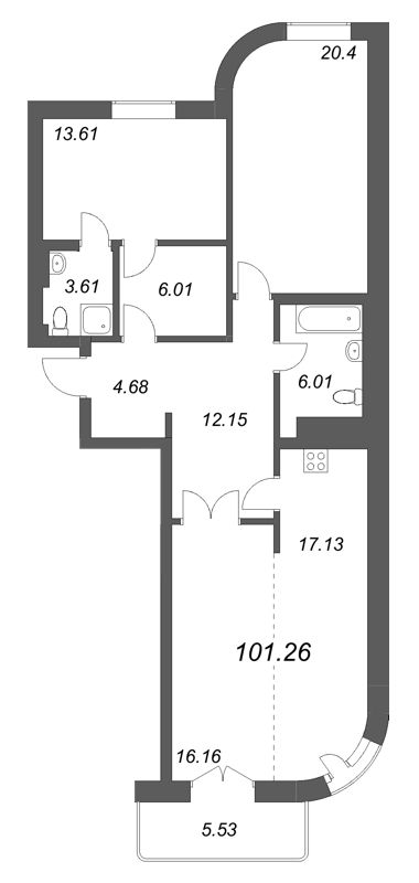 Продажа 2-комн квартиры в новостройке Санкт-Петербург г., Фонтанки реки наб.,  к. 1