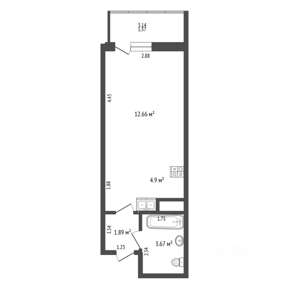 Продажа студии Мурино, бульвар Воронцовский, 17