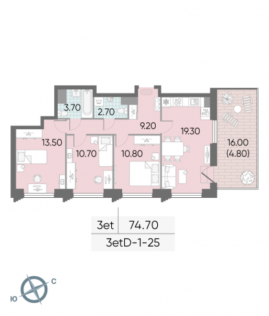 Планировка ЖК Обручева 30, 35 м2