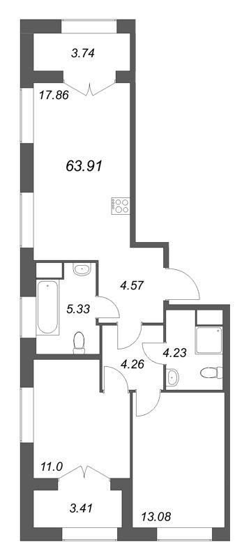 Продажа 2-комн квартиры в новостройке Санкт-Петербург г., Русановская ул.,  к. 1
